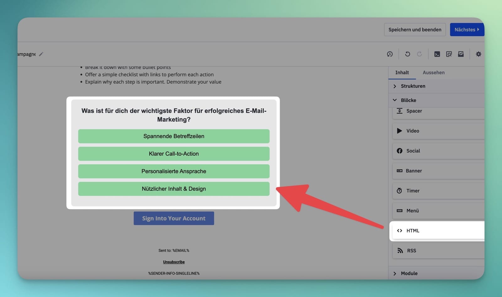 ActiveCampaign HTML Code Einbinden