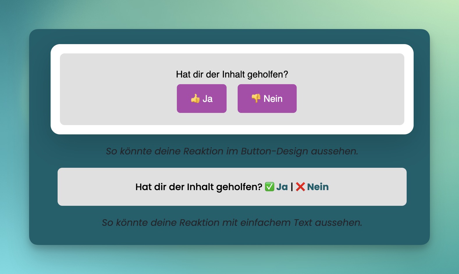 MailMagie Reaktion Emoticons Auswahl